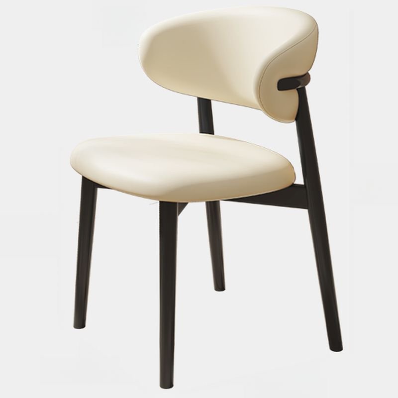 Balanced Bordered Armless Chair for Dining Room, Light Khaki, Black