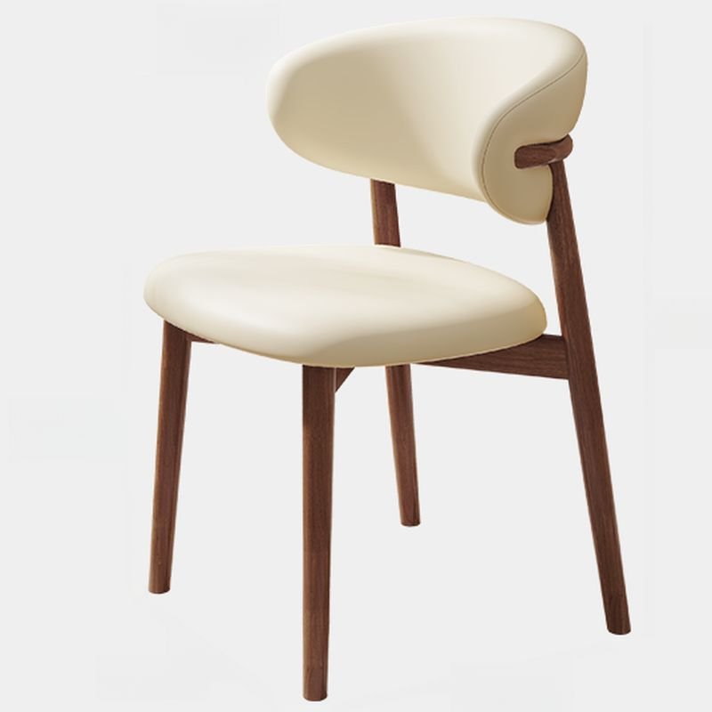 Balanced Bordered Armless Chair for Dining Room, Light Khaki, Walnut