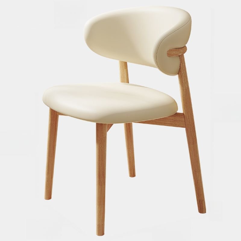 Balanced Bordered Armless Chair for Dining Room, Light Khaki, Natural Wood