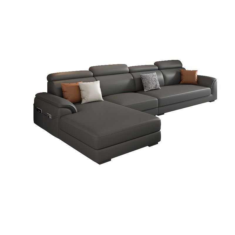 L-Shape Left Sofa Recliner with Pine Wood Frame, Anti Cat Scratch Leather, 130"L x 69"W x 38"H