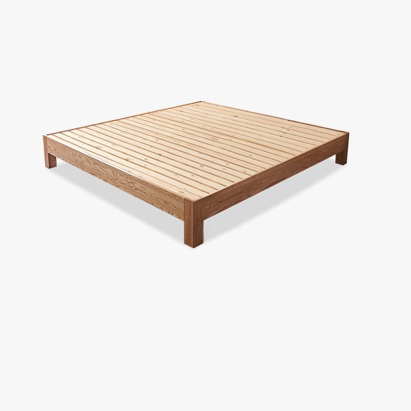 Art Deco Lumber Tatami Bed with Leg Bedroom, Short, 47"W x 79"L, Natural