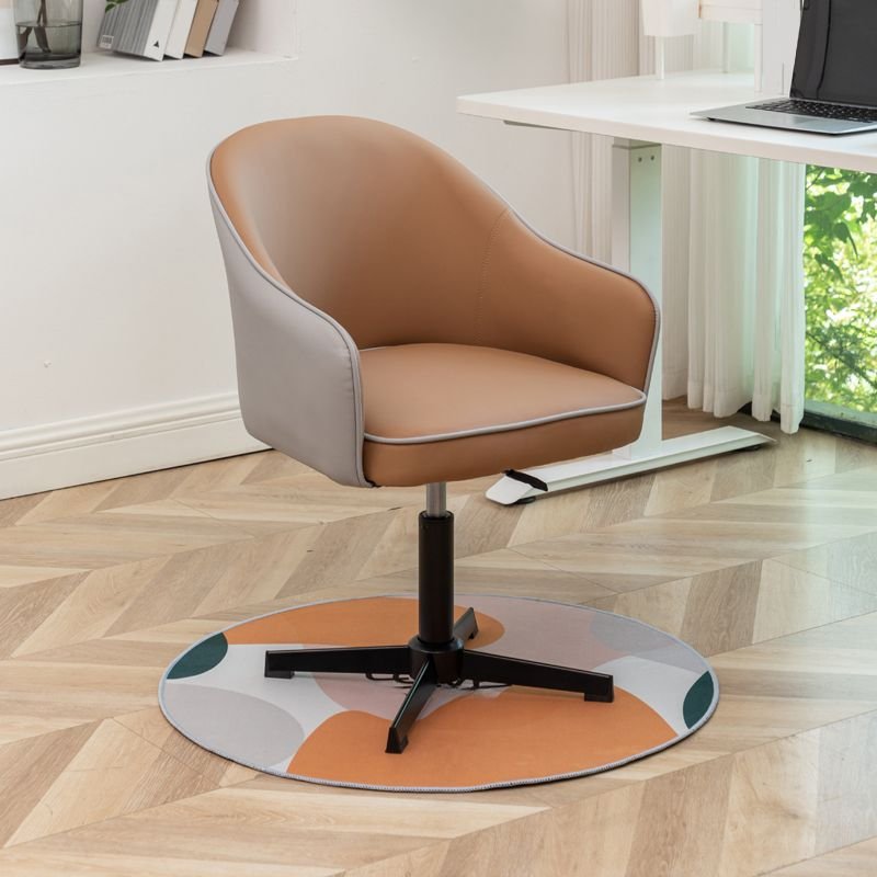 Casual Sepia Rotatable Rawhide Office Furniture with Armrest, Coffee, Casters Not Included, Anti Cat Scratch Leather