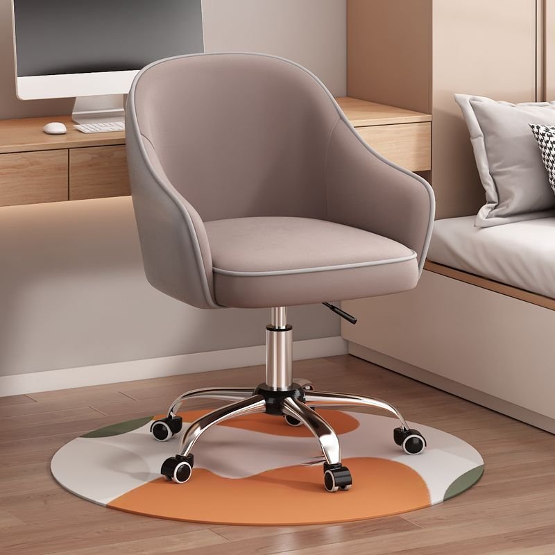 Casual Sepia Upholstered Office Furniture with Swivel Wheels and Armrest, Coffee, Baby Fleece