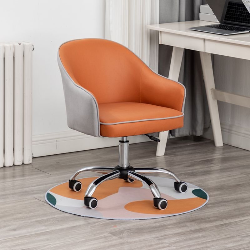 Casual Tangerine Color Rawhide Office Furniture with Swivel Wheels and Armrest, Orange, Tech Cloth