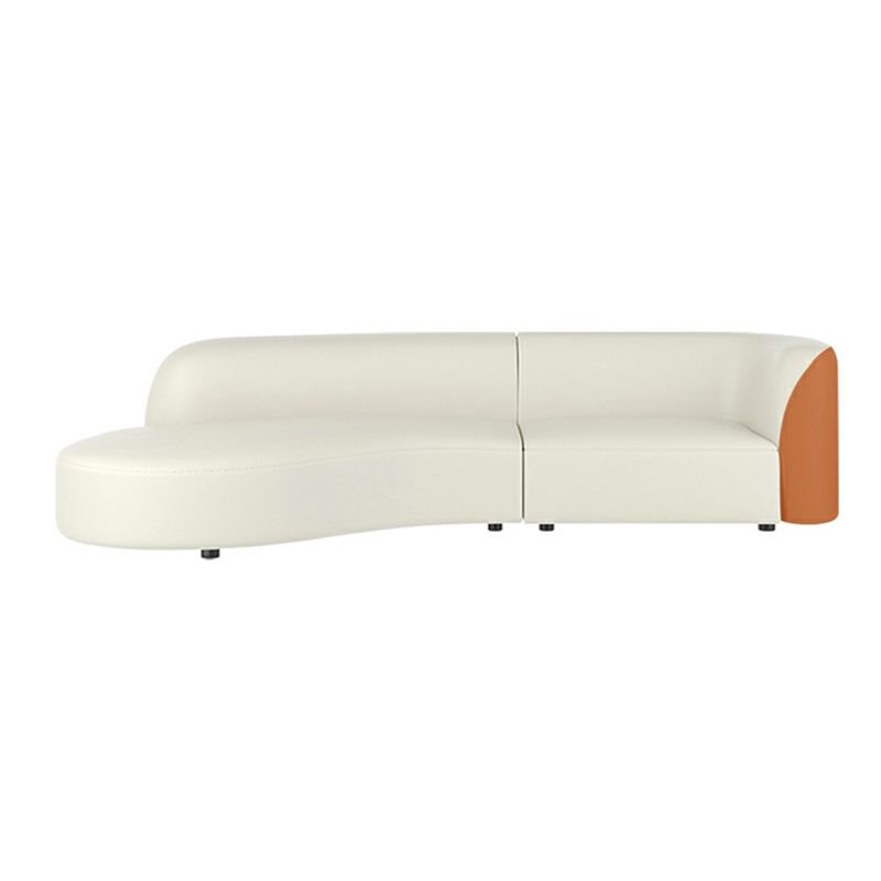 Seats 6 Curved Left Hand Facing Corner Sectional in Cream for Living Space, 126"L x 41"W x 28"H, Tech Cloth