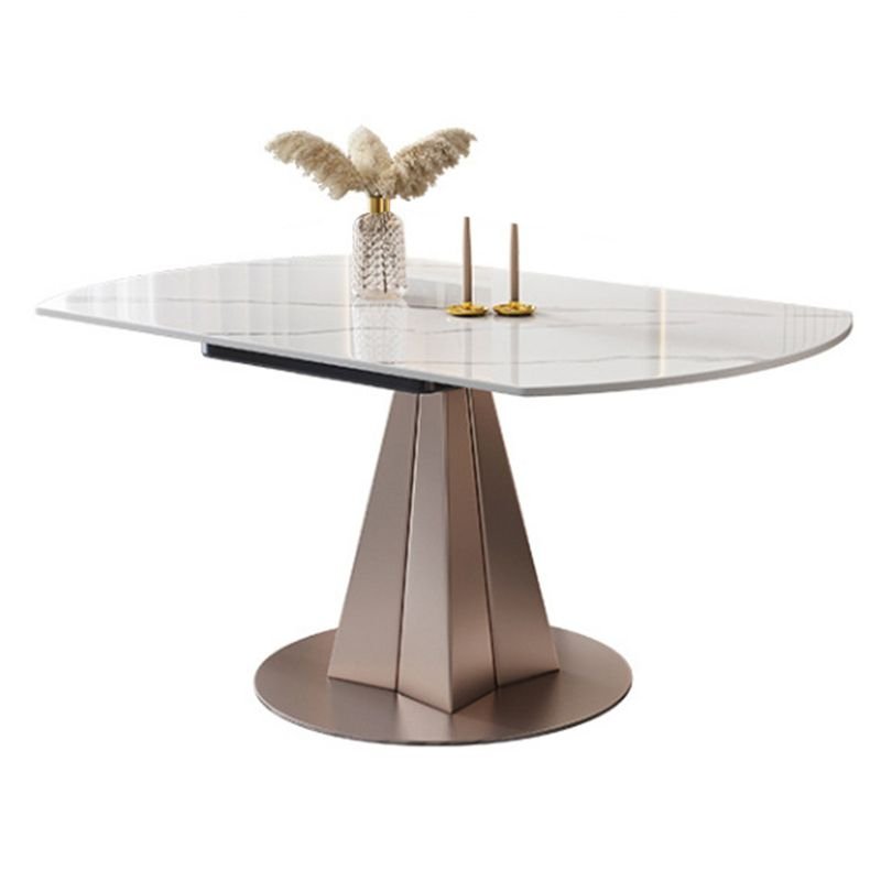 Turned Manual Extension Stone Dining Table For 6 with Metal Base, Dining Table Set in Modern Style, Table, 1 Piece, 59.1"L x 59.1"W x 29.5"H