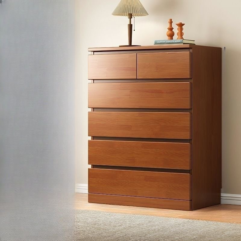 6 Drawers Modern Hardwood Vertical Bachelor's Chest for Master Bedroom, Nut-Brown, 31"L x 16"W x 43"H