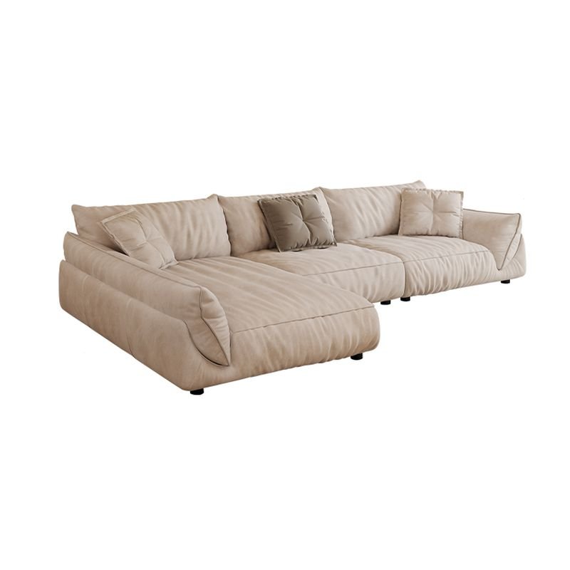 4 Person 3 Piece Set L-Shape Watertight Ivory Left Hand Facing Sofa Chaise, 1 Chaise, 150"L x 67"W x 32"H, Flannel