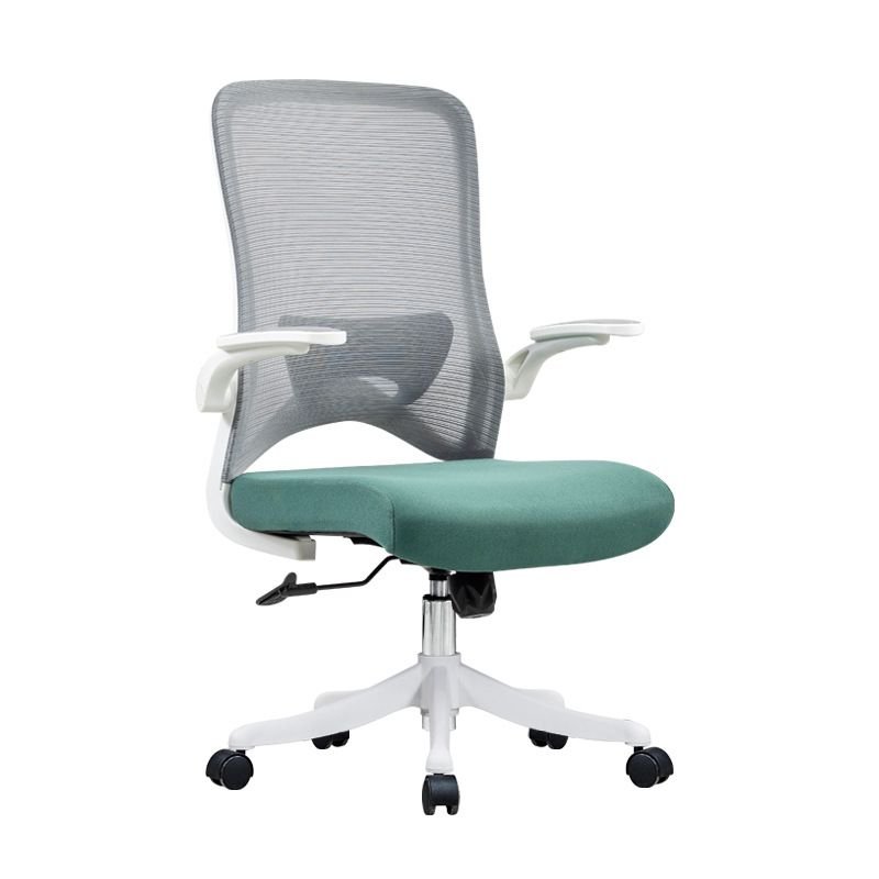 Ergonomic Light Green Upholstered Armrest Task Chair with Lumbar Support, Headrest and Swivel Wheels, Grey/ Green
