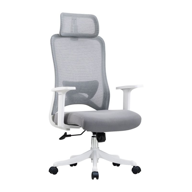Ergonomic Dove Grey Upholstered Armrest Office Desk Chairs with Lumbar Support, Headrest and Swivel Wheels, Grey