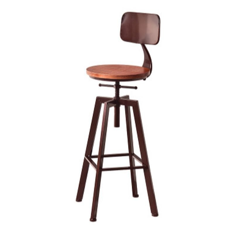 Rustic Timber Pub Stool in Tawny for the Home Bar, Bronze, Non-Upholstered, With Back