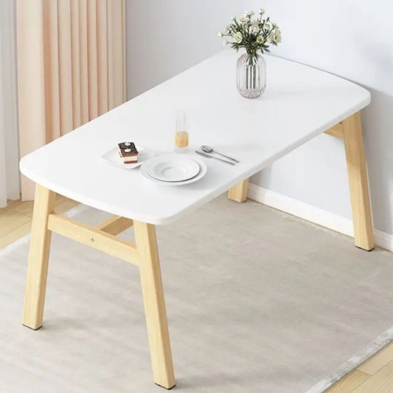 Casual Rectangle White Manufactured Wood Fixed Table Top Dining Table Set with Four Legs, Table, 1 Piece, 39.4"L x 23.6"W x 29.5"H, White