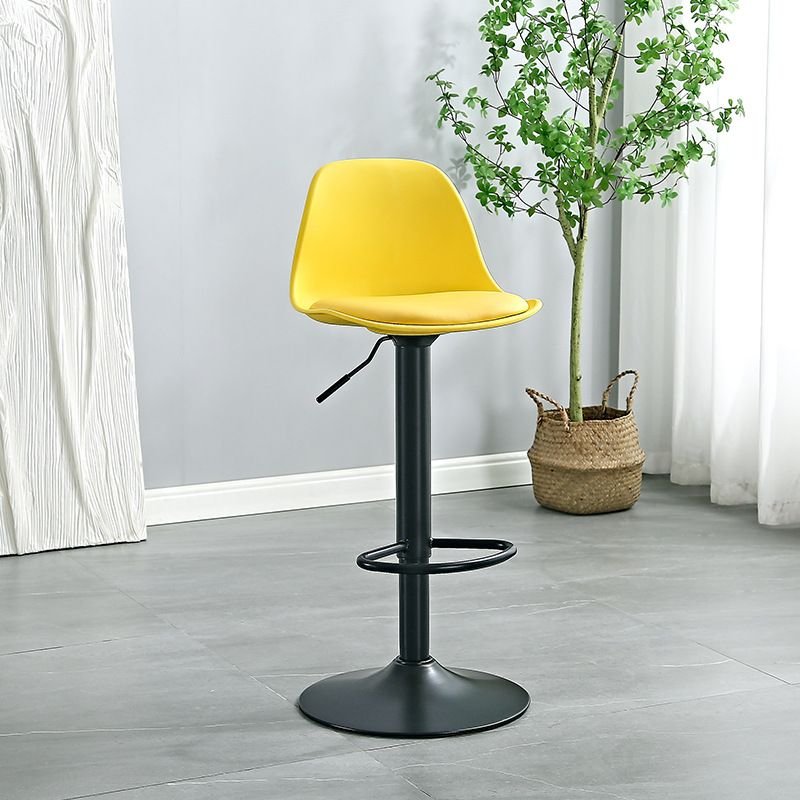 Rotatable Air-powered Bistro Stool in Butter Color for the Pub with Foot Platform T-bar Stool, Yellow