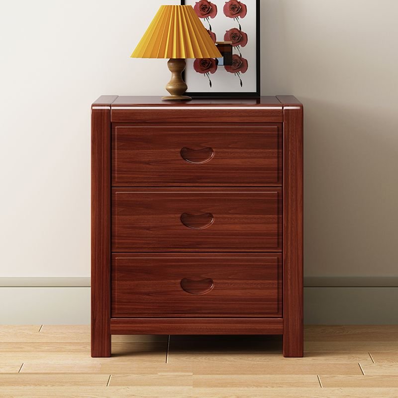 Trendy Timber Drawer Storage Bedside Table 3 Tiers, Red Sandalwood