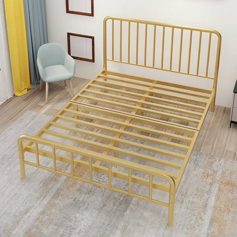 Vintage Gold Alloy Open-Frame Slat Bed for Living Room, 47"W x 79"L
