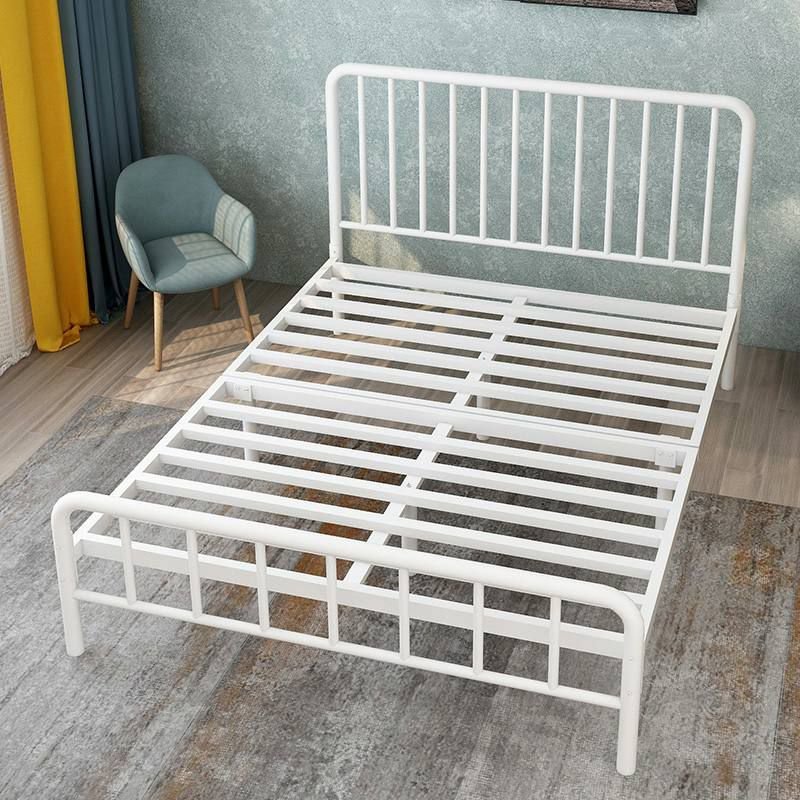 Vintage Alloy Open-Frame Slat Bed for Bedroom, 39"W x 75"L, White