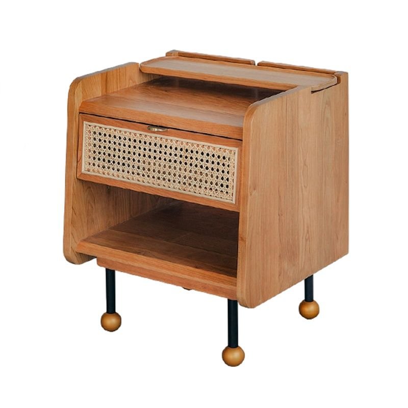 Trendy Lumber Open Shelf Nightstand with 1 Drawer, Light Brown