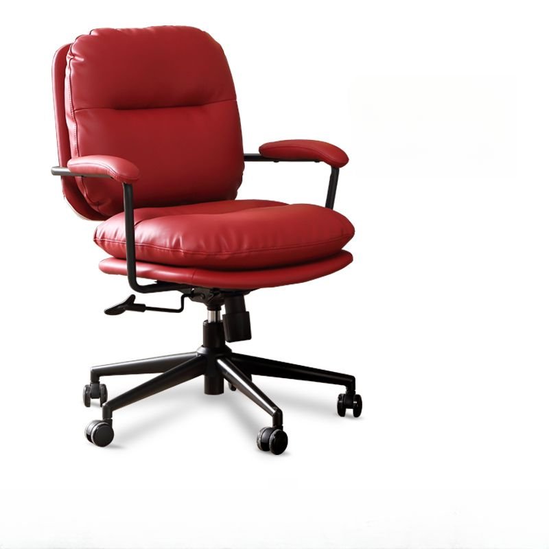 Comfortable Vermilion Office Furniture with Padded Reclining Cushions, Back Support, Tilt Lock, and Back, Red