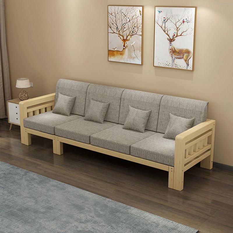 Cosy Cotton and Linen 2-Piece Sectional Sofa with Stylish Wooden Frame - 104"L x 30"W x 26"H Cotton and Linen