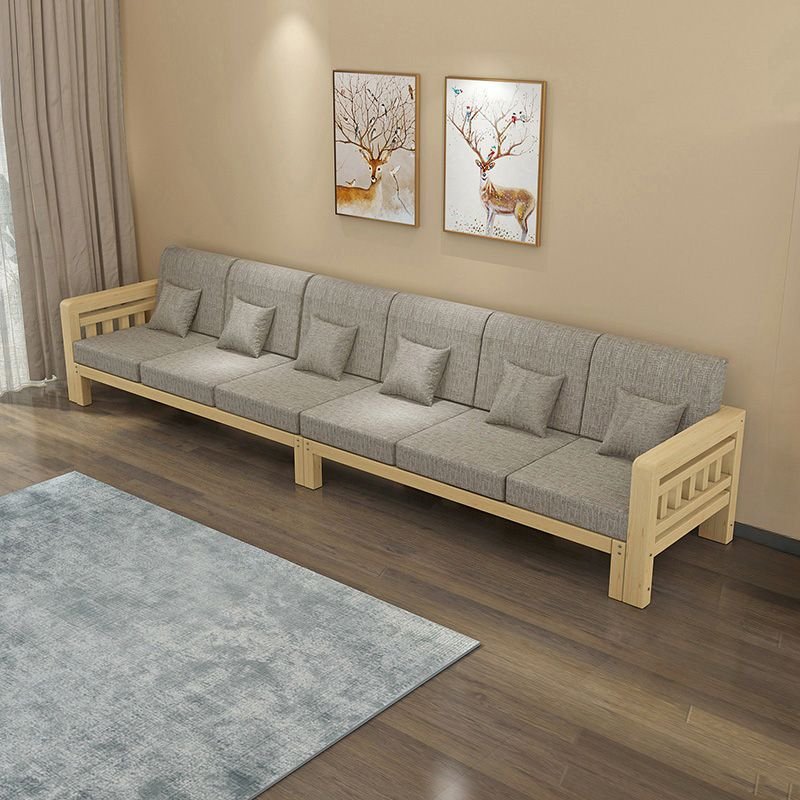 Cosy Cotton and Linen 2-Piece Sectional Sofa with Stylish Wooden Frame - 154"L x 30"W x 26"H Cotton and Linen