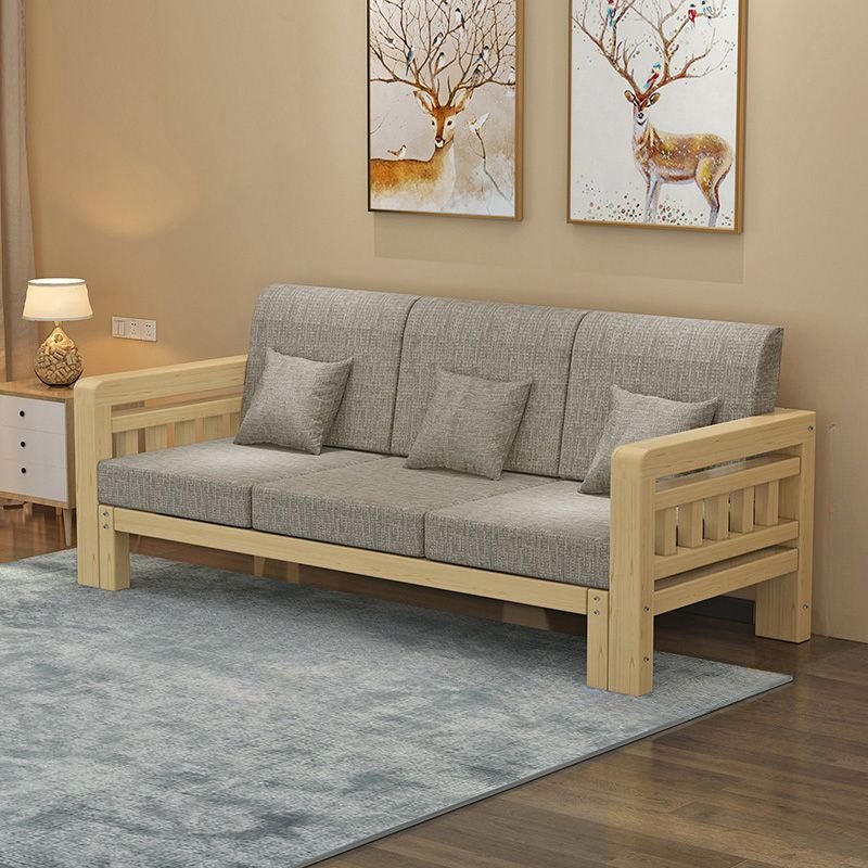 Cosy Cotton and Linen 2-Piece Sectional Sofa with Stylish Wooden Frame - 80"L x 30"W x 26"H Cotton and Linen