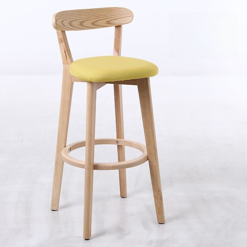 Butter Color Below Counter Pub Stool with Ventilated Back, Yellow, Natural, Cloth