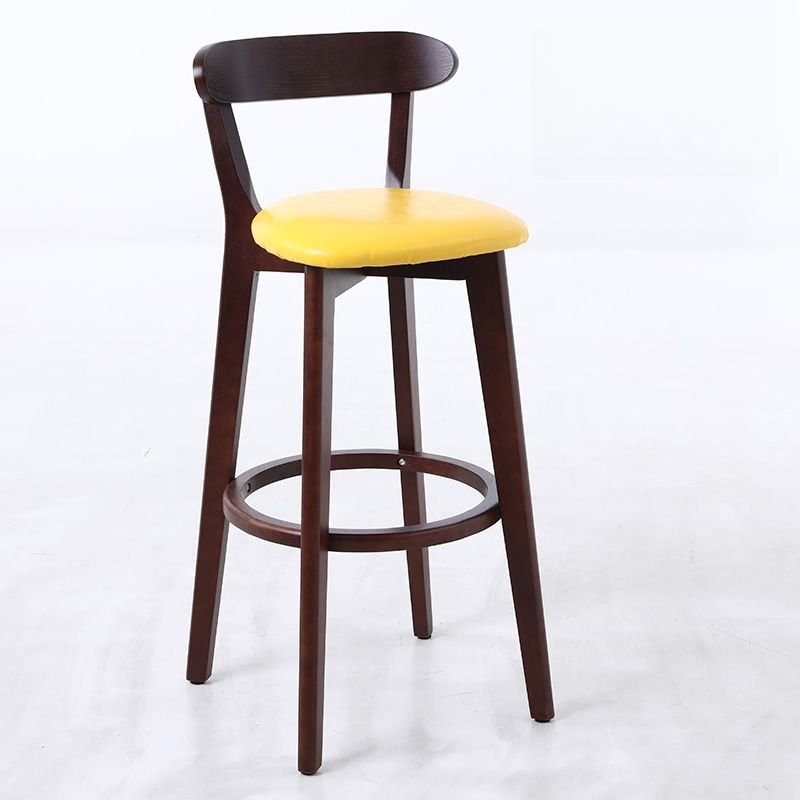 Butter Color Below Counter Pub Stool with Ventilated Back, Yellow, Brown, Leather