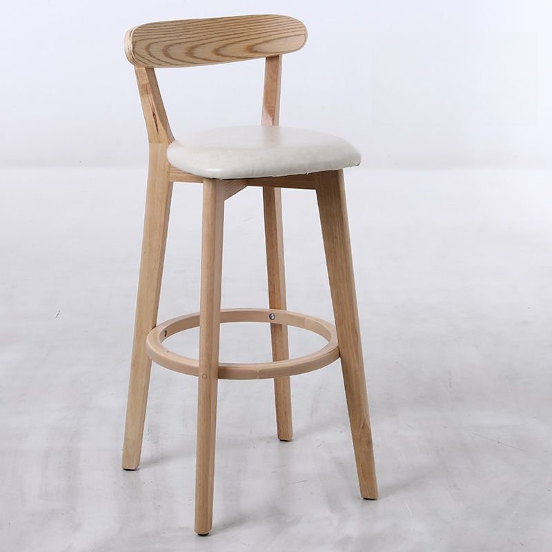 White Below Counter Pub Stool with Ventilated Back, White, Natural, Leather
