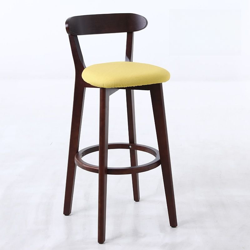 Butter Color Below Counter Pub Stool with Ventilated Back, Yellow, Brown, Cloth