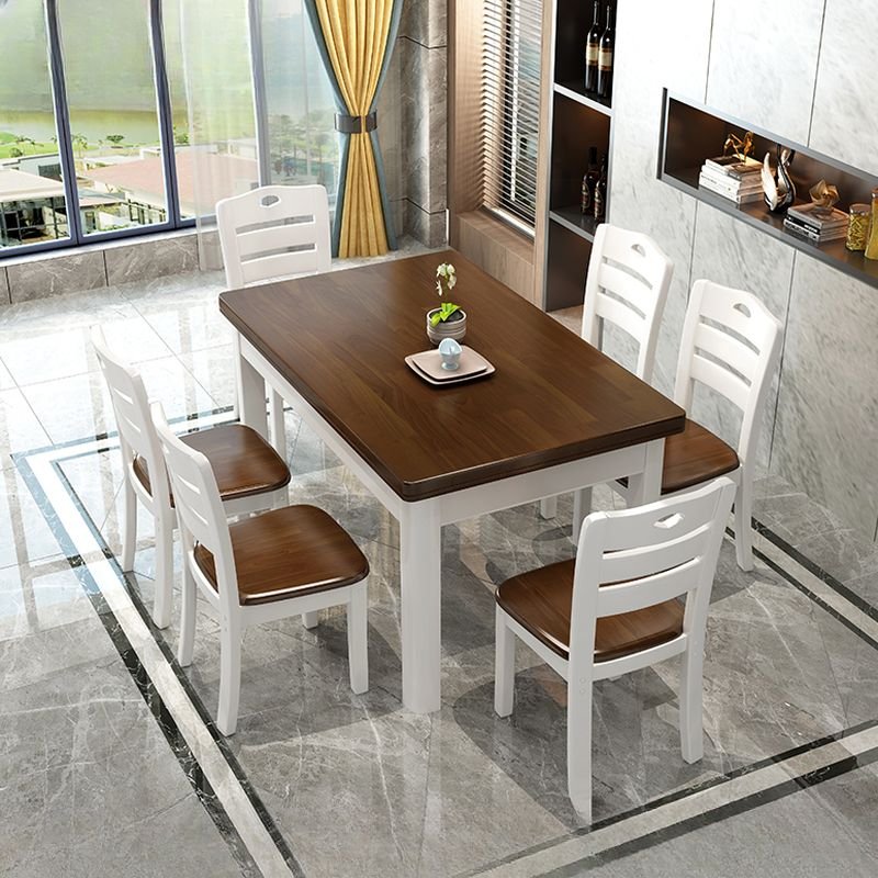 Casual Fixed Rectangular Dining Table Set with Four Legs and a Natural Wood Tabletop in Sepia, Table, 1 Piece, Nut-Brown, 57.1"L x 35.4"W x 29.9"H