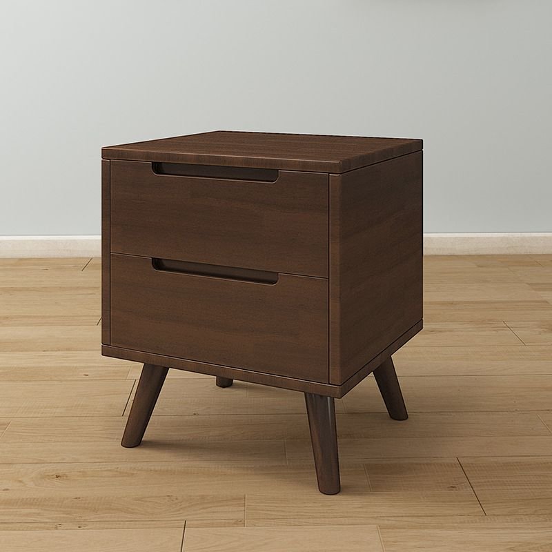 Victorian Solid Wood Top Drawer Storage Bedside Table with 2 Drawers & Leg, Walnut, 18"L x 16"W x 20"H