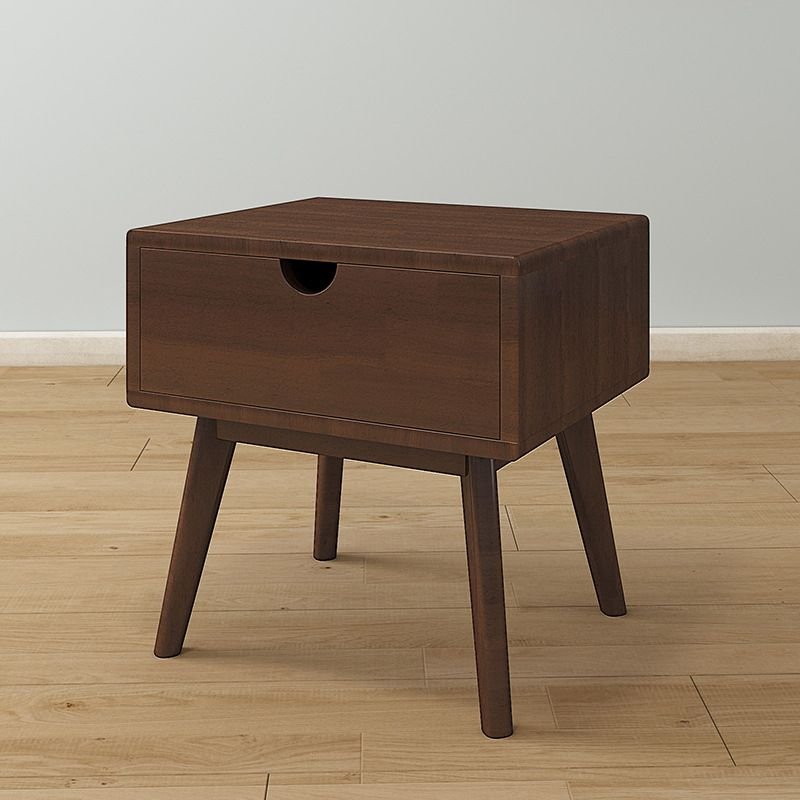 Victorian Natural Wood Top Drawer Storage Nightstand with 1 Drawer, Walnut, 18.9"L x 15.7"W x 19.7"H