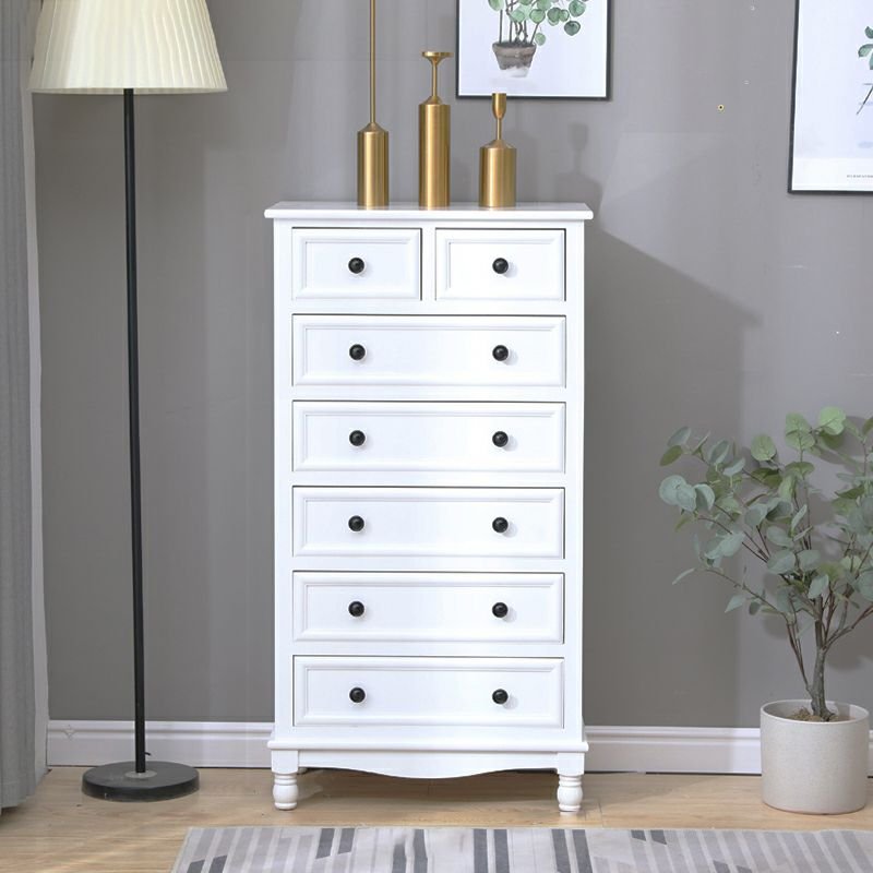 Victorian White Reclaimed Wood Vertical Semainier 6 Tiers with 7 Drawers, 24"L x 14"W x 43"H