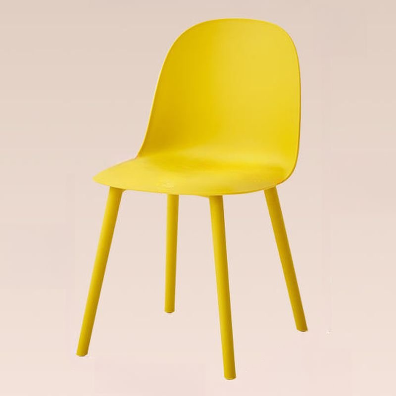 Balanced Armless Chair with Lemon Colored Legs and Foot Pads, None, Yellow