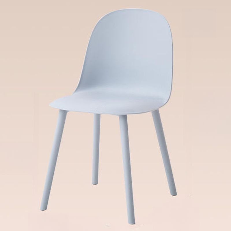 Balanced Armless Chair with Light Blue Legs and Foot Pads, None, Gray Blue
