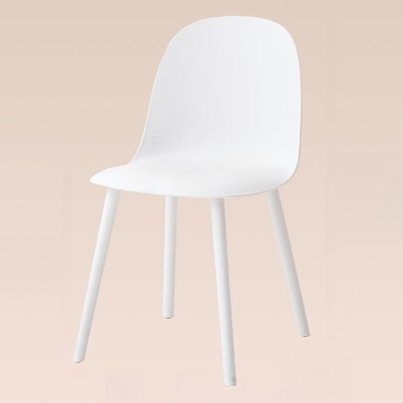 Art Deco Style Balanced Armless Chair with Solid Back Panel, Chalk Synthetic Legs, and Foot Pads, None, White