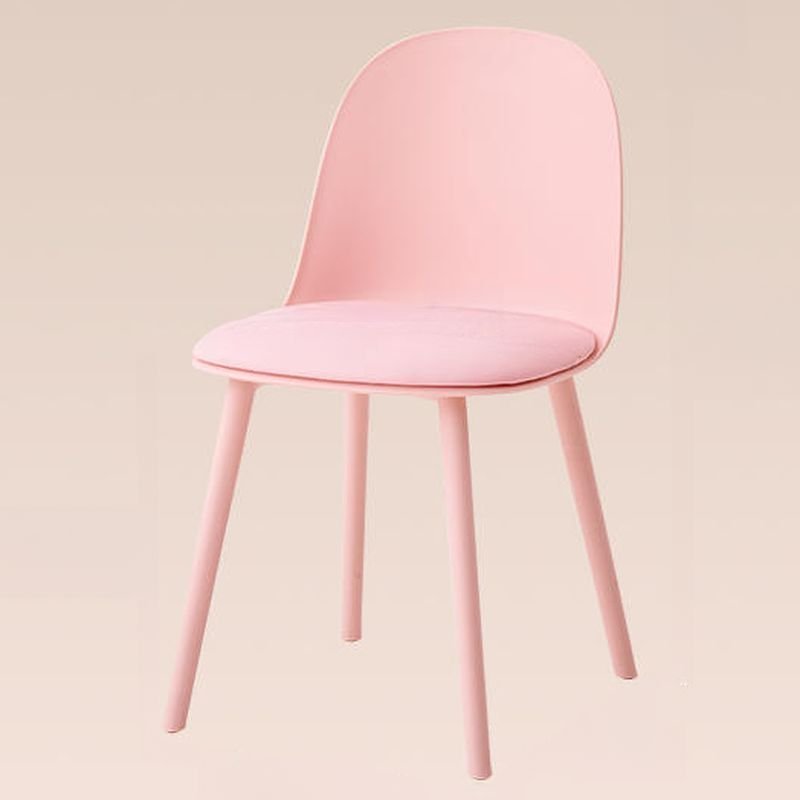 Balanced Armless Chair with Magenta Legs and Foot Pads, Faux Leather, Pink