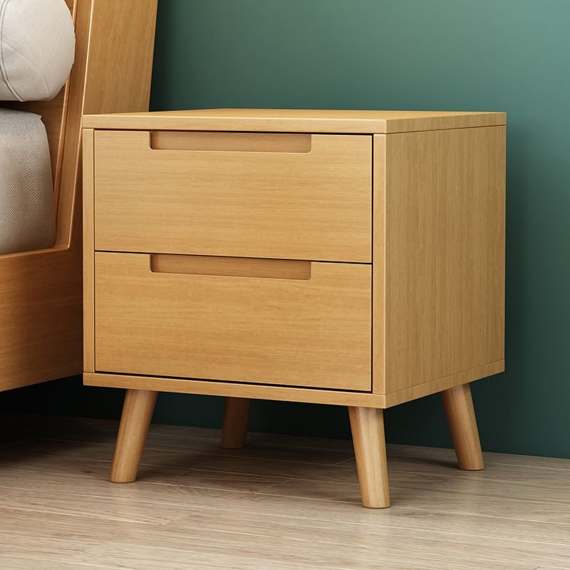 2 Tiers Trendy Timber Drawer Storage Bedside Table, Natural, 2 Drawers