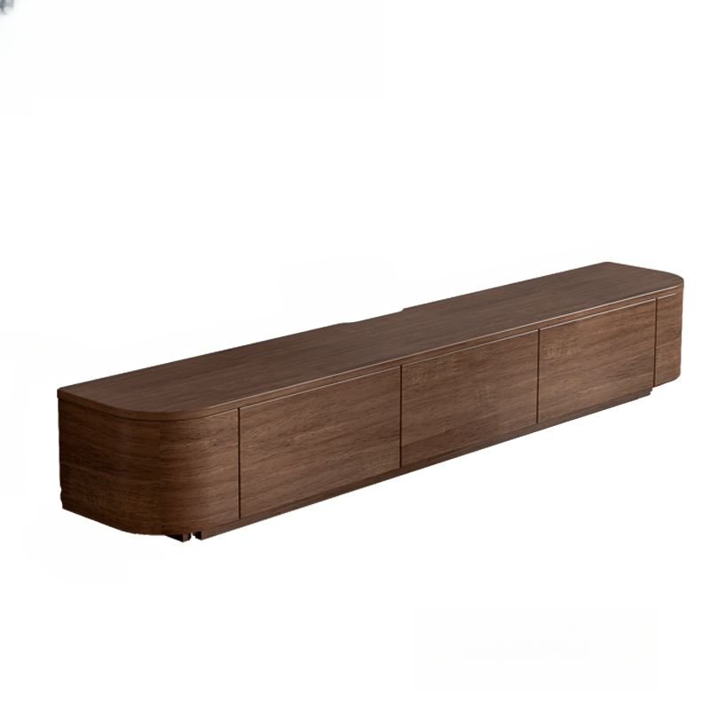 Simplistic Real Wood TV Stand with 3 Cabinets, 2-Drawer and Shelf, Walnut, 71"L x 12"W x 10"H