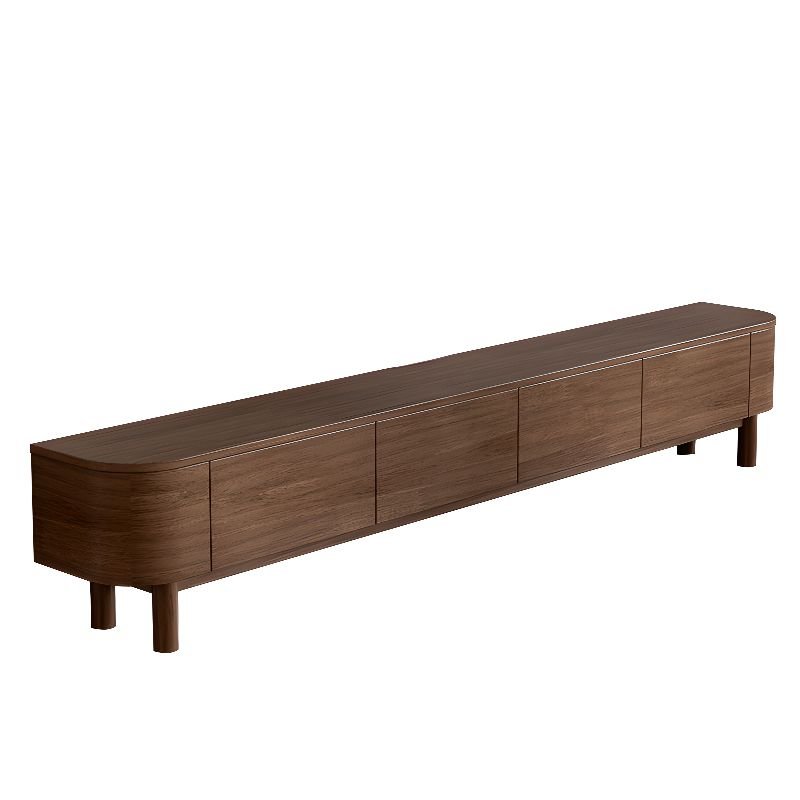 Modern Simple Style Real Wood TV Stand with 4-Cabinet, 2-Drawer and Shelf, Walnut, 87"L x 12"W x 16"H