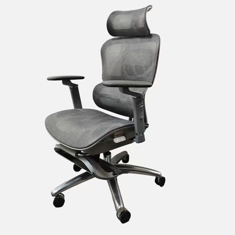 Casual Swivel Lifting Ergonomic Waterfall Seat Tilt Lock Dove Grey Mesh Office Desk Chairs with Casters and Lumbar Support, Grey, Nylon, With Footrest