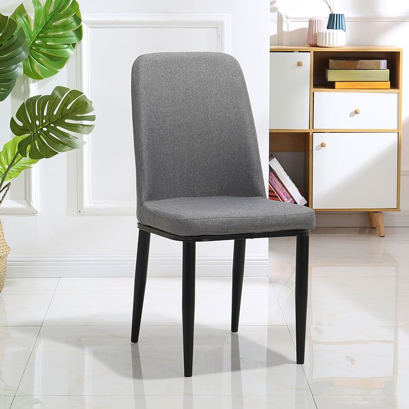 Dining Room Balanced Bordered Armless Chair with Foot Pads, Fabric, Black, Dark Gray