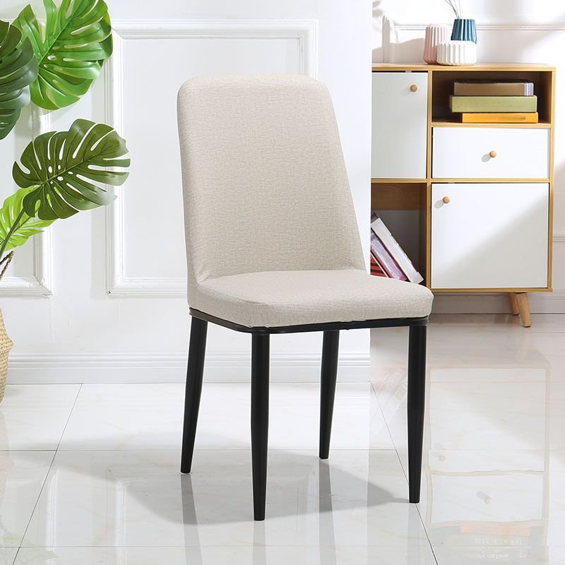 Dining Room Balanced Bordered Armless Chair with Foot Pads - Leather Black Light Gray