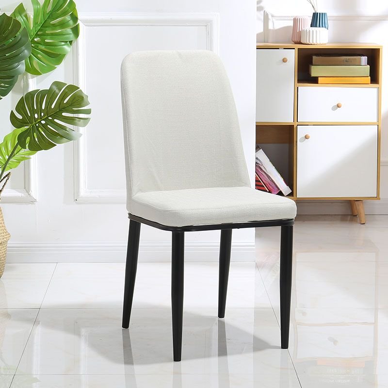 Dining Room Balanced Bordered Armless Chair with Foot Pads, Fabric, Black, White