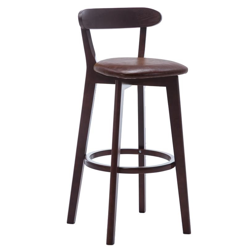 Cappuccino Bistro Stool with Exposed Back and Underneath Counter Design, Dark Brown, Brown