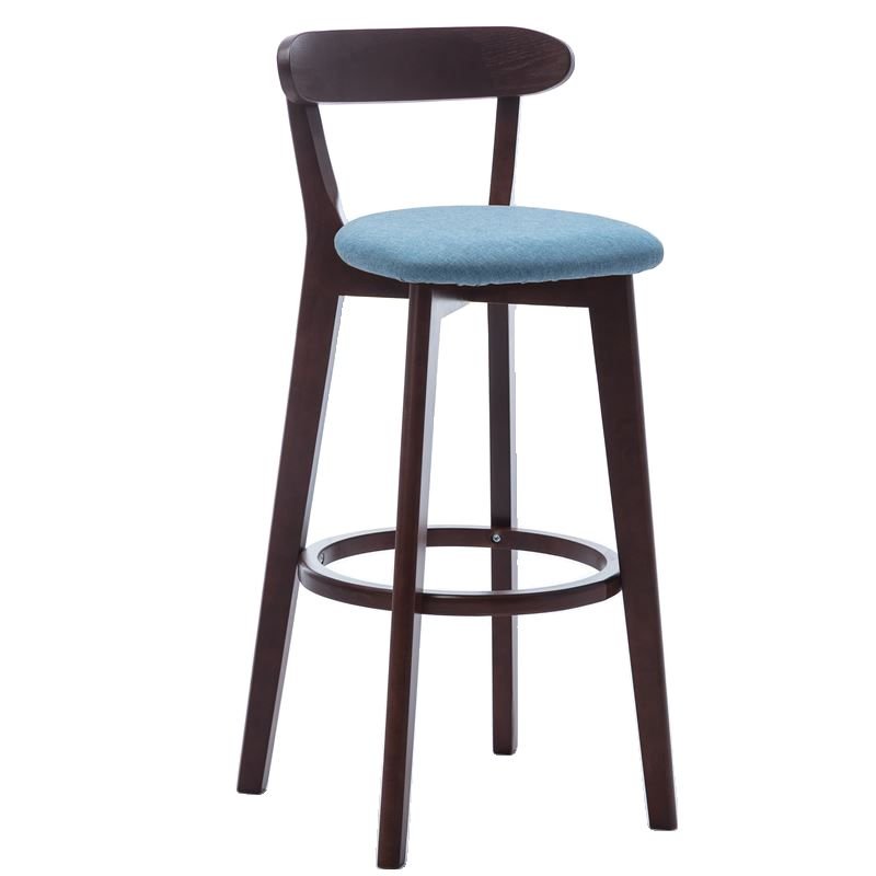 Azure Underneath Counter Exposed Back Bistro Stool, Light Blue, Brown