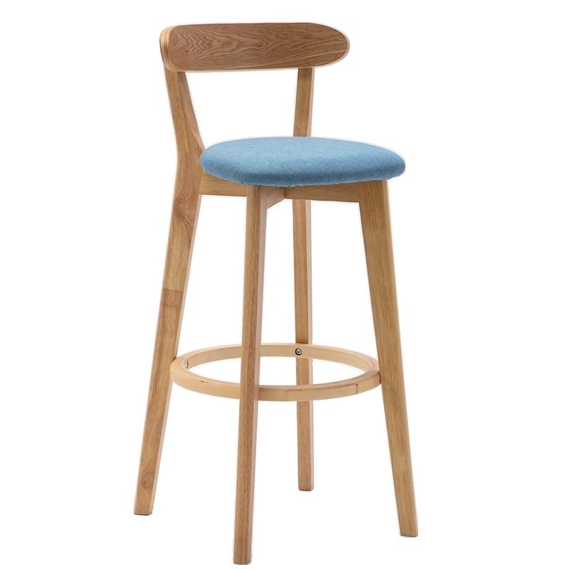 Azure Underneath Counter Exposed Back Bistro Stool, Light Blue, Natural