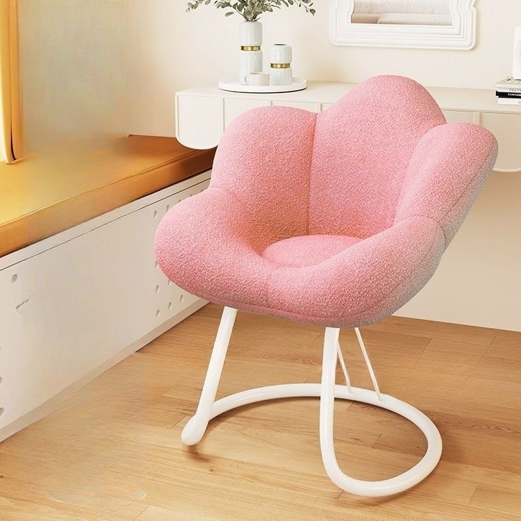 Art Deco Ergonomic Upholstered Office Chairs in Pink with Back, Pink, Casters Not Included, White