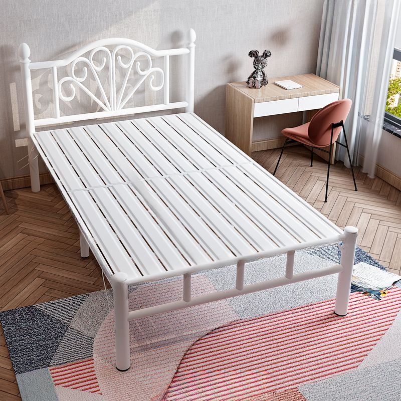 Casual Alloy Pallet Bed Frame White with Open-Frame and Leg for Bedroom, 47"W x 75"L