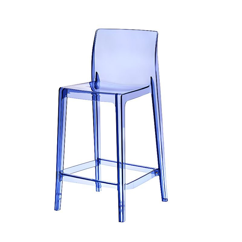 Azure Modern Simple Style Synthetic Material Equestrian Seat Bar Stools with Backrest and Leg Rest for Pub, Counter Stool(26"H), Blue